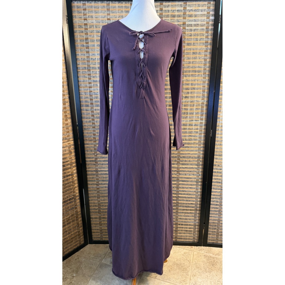 Free People FP Beach Psychomagic Maxi Dress Womens Small Purple Lace Up Cotton